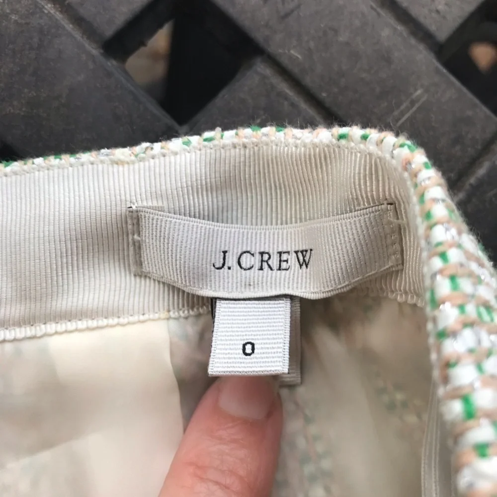 J. Crew Tweed Green White mini skirt_4